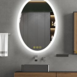 LuminaMirror Oval Frameless LED Anti-Fog Dimmable Bathroom Vanity Mirror