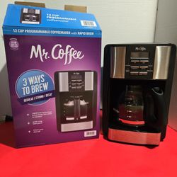 Mr Coffee Rapid Brew 12-Cup Programmable Coffee Maker Black Silver BVMC-EHX12BL
