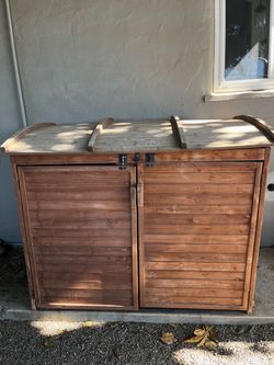 Wooden storage box used for water softener
