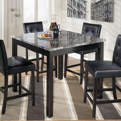 Faux Marble Square Dining Table