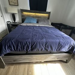 Adjustable Queen Bed , Night table, and Queen Mattress