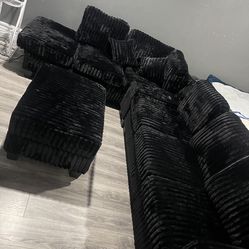 Black Speaker Sofa W/ Ottoman 