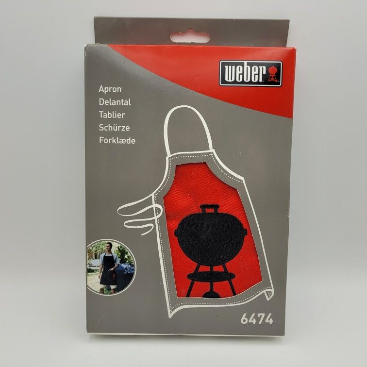 Weber Grill Red Apron With Black Kettle Barbecue Adjustable