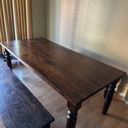 World Market Dining Table & Benches