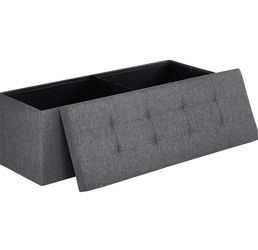 SONGMICS MAZIE Collection - 43 Inches Folding Storage Ottoman Bench, Ottoman Foot Rest, End of Bed Bench, Storage Chest, Load 660 lb, for Living Room,