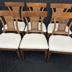 THOMASVILLE WALNUT CANE BACK CHAIRS (6) - ITALIAN NEOCLASSICAL MILANO COLLECTION