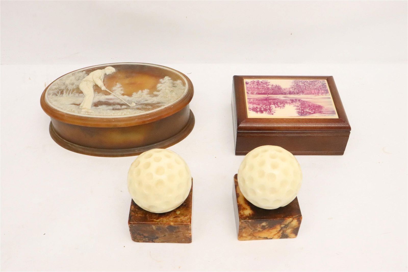Vintage Golf Memorabilia Bookends & Boxes