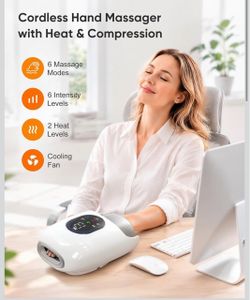Hand Massager with Heat and Compression : Full Hand and Wrist Comfort Massage - 6 Modes & 6 Intensity with Touchscreen Control - for Daily Relaxation 