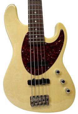 Hamer Cruise 5 String Electric Bass Guitar, 1995, Blonde with Hard Case