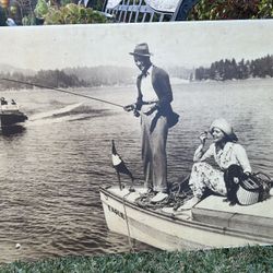 1942 Photograph  Of Jimmy Stewart Fishing At Lake Arrowhead