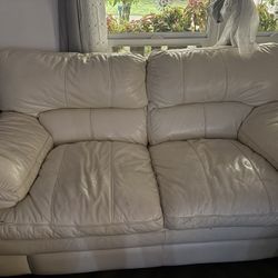 Cream Leather Couch