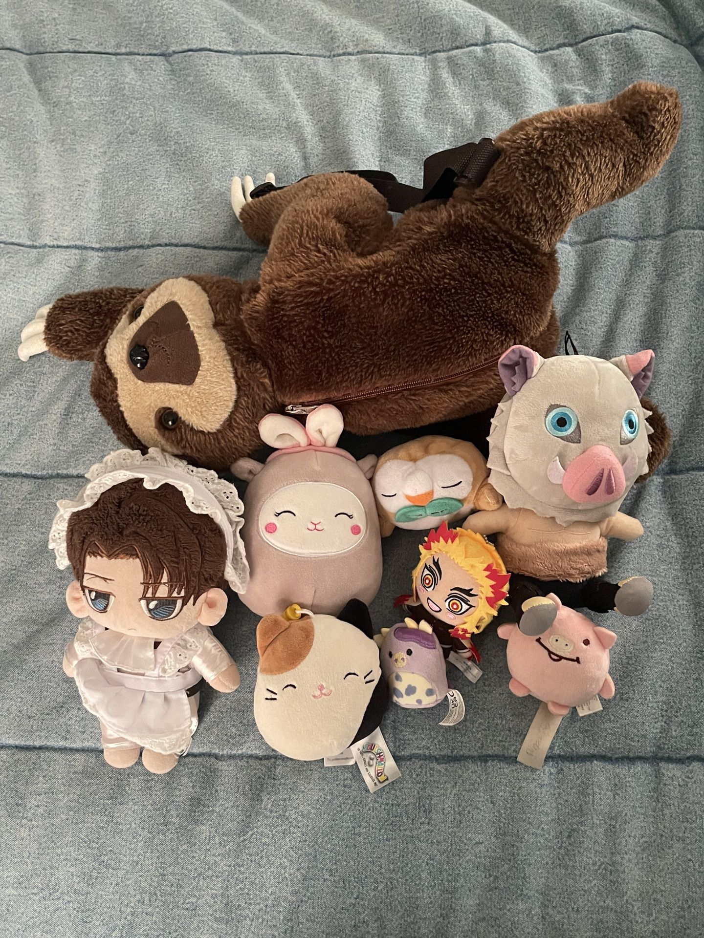 Plushies From  Anime’s Like Attack On Titan , Demon Slayer & Polimon Game. Squishmallow, Plush Backpack 
