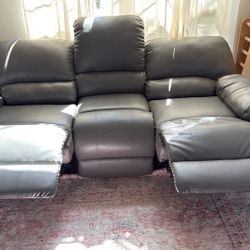 Power Reclining Faux Leather Couch – Dual Electric Recliners