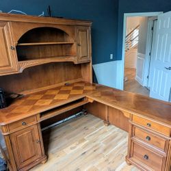Solid Wood L Shaped Desk With Hutch