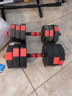 Adjustable Dumbbell Set Black and Red