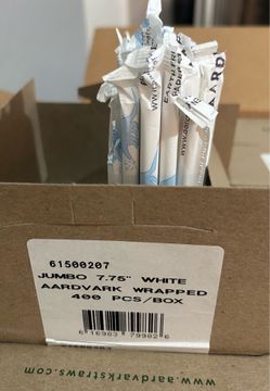 Jumbo Straw 7.75 in Paper White Wrapped 3200 ct./Case