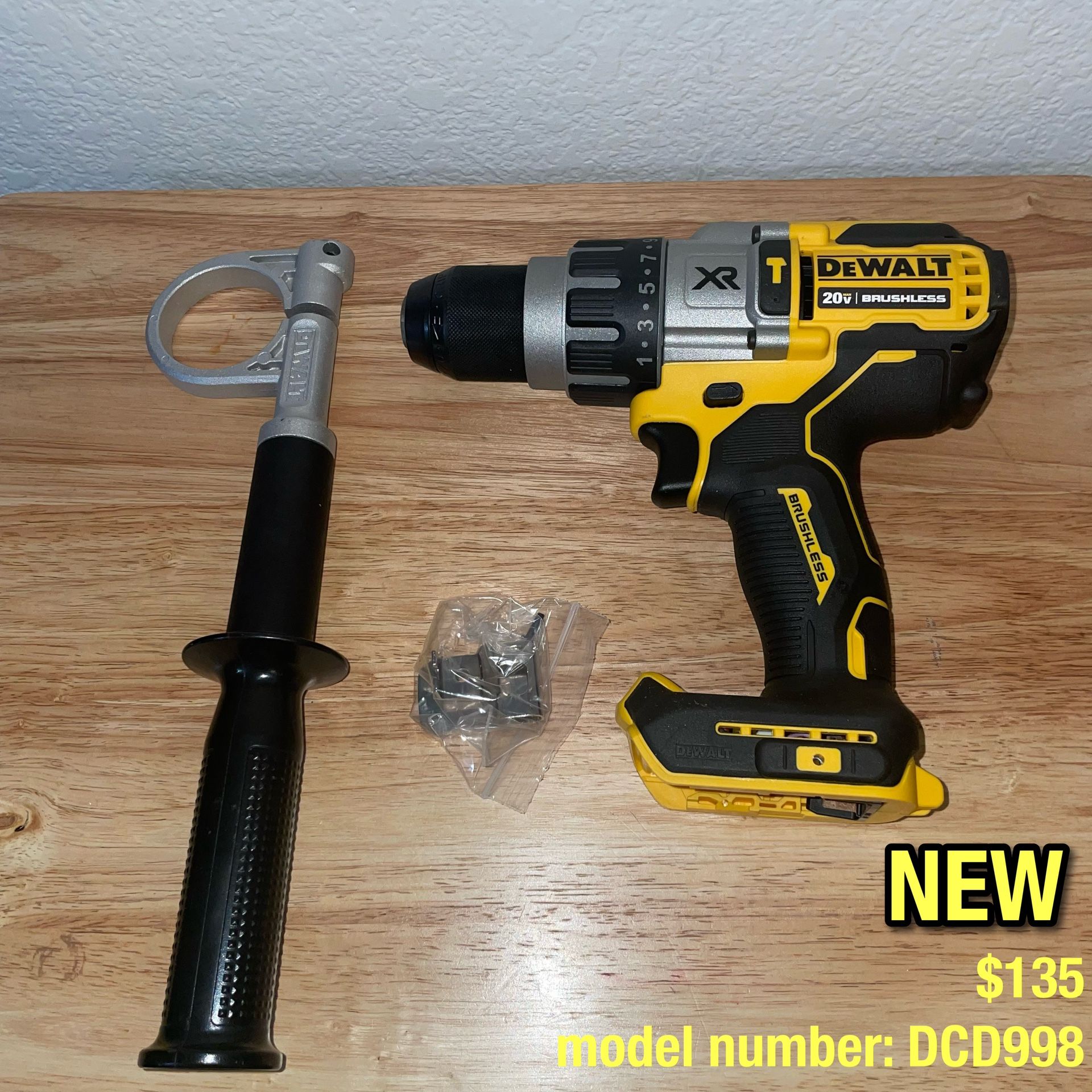 New Dewalt Drill 20V BRUSHLESS 3 SPEED POWER DETEC (Tool Only Solo Herramienta)