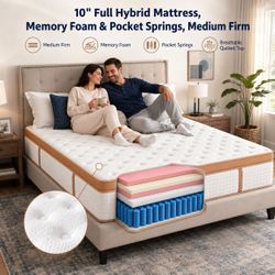 FULL  size 10" Hybrid  mattress Medium
