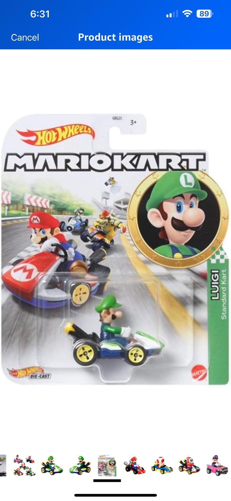 Hot Wheels Super Mario Movie Luigi 1:64 Scale Toy Car