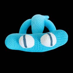 Artisan Handmade Poseable Crochet Cyan Rainbow Friends Plush – Amigurumi Character Toy, Soft Yarn Doll, Gaming Inspired Collectible