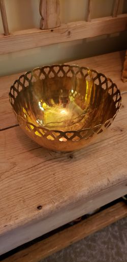 Fretwork Brass Bowl/ Planter