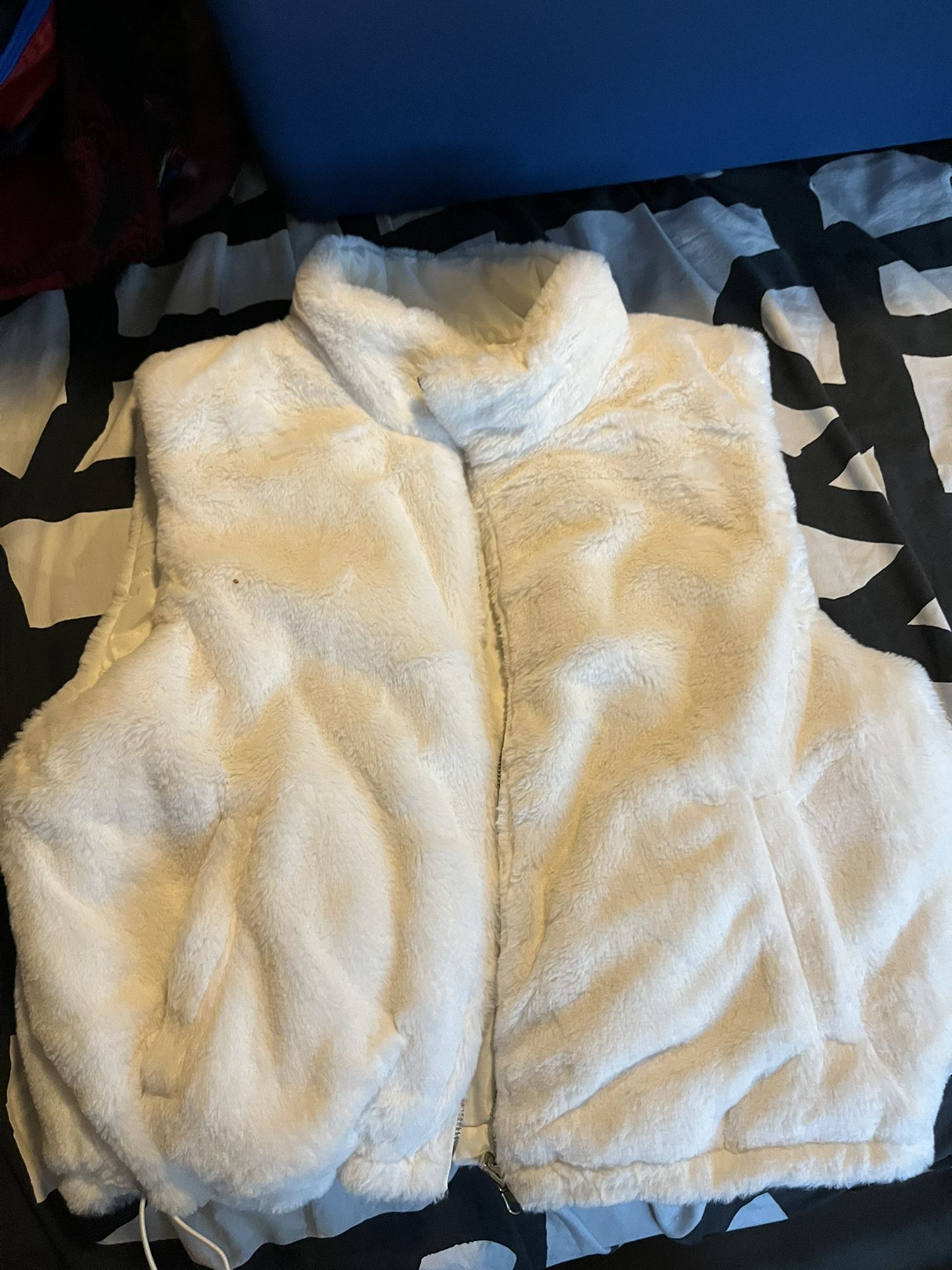 White Fluffy Puffer Vest