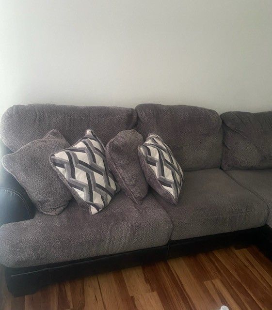 L Shaped Sofa & Glass Table