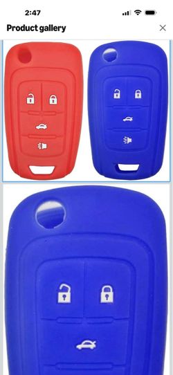 LemSa 2Pcs Rubber Silicone Flip Key Fob Case Cover Protector Holder for Chevrolet Camaro Cruze Chevy Equinox Sonic Terrain Key Fob, Red/Blue