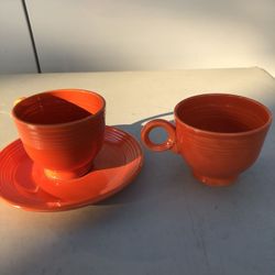 Vintage red fiesta t cup and saucer