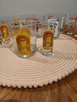 Vintage mixed liquor brand glassware set