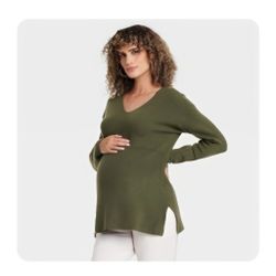 New V-Neck Sweater - Isabel Maternity Green