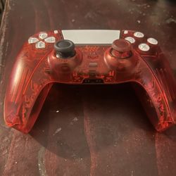 PS5 DualSense Custom Red Clear Controller – No Drift – Works Perfect