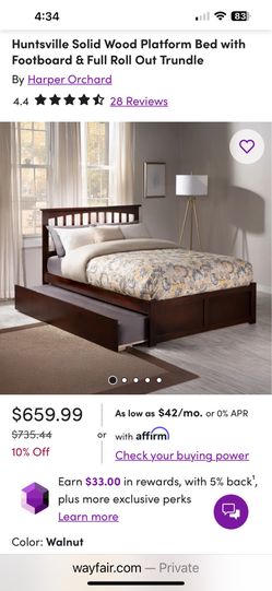 Twin XL Solid Wood Bed frame with Trundle