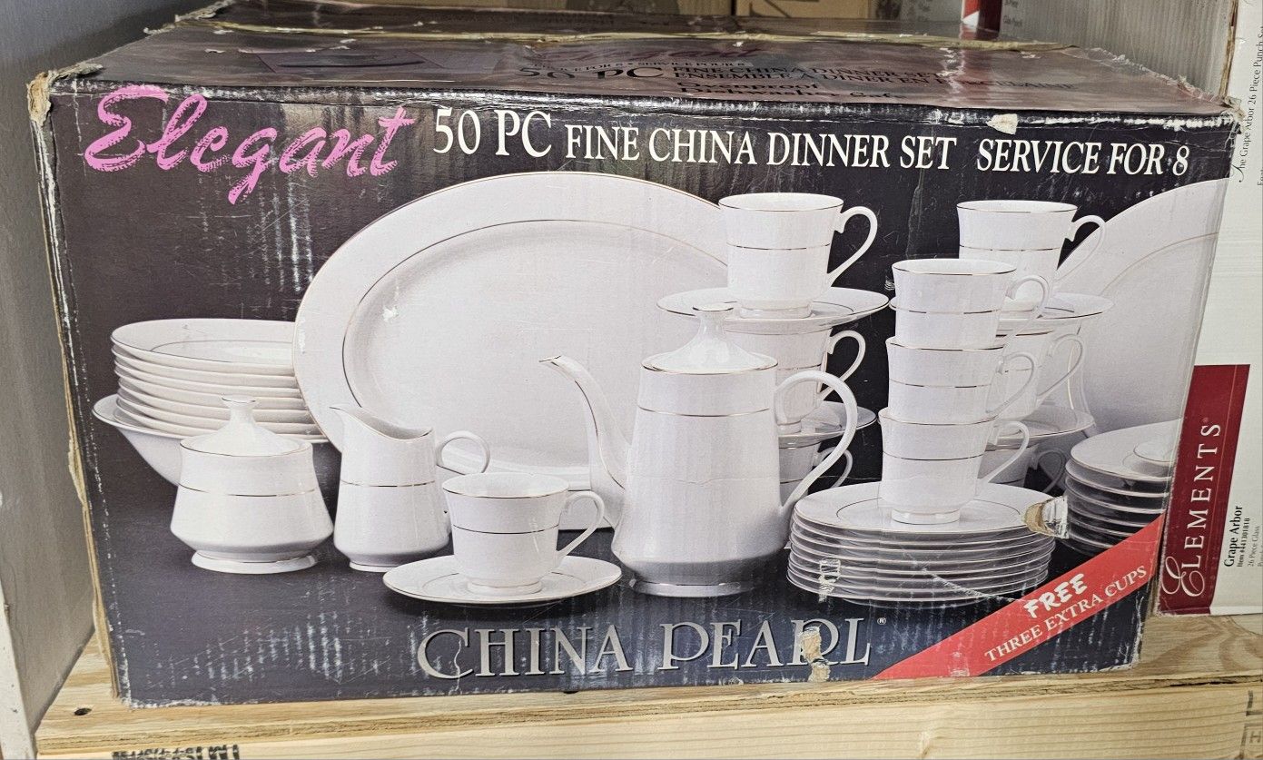 50PC CHINA PEARL FINE DINING DINNER SET