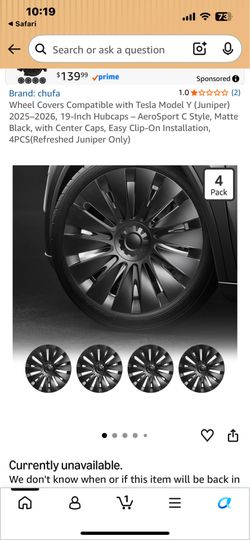 Tesla Mod-Y New 19” Juniper 25-26’ Hubcaps.  (4)