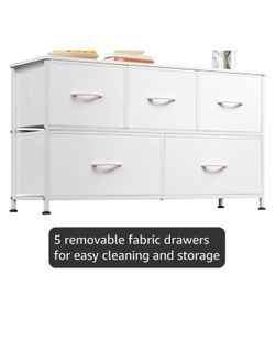 Dresser for Bedroom with 5 Drawers, Wide Chest of Drawers, Fabric Dresser, Storage Organization Unit with Fabric Bins for Closet, Living Room, Hallway