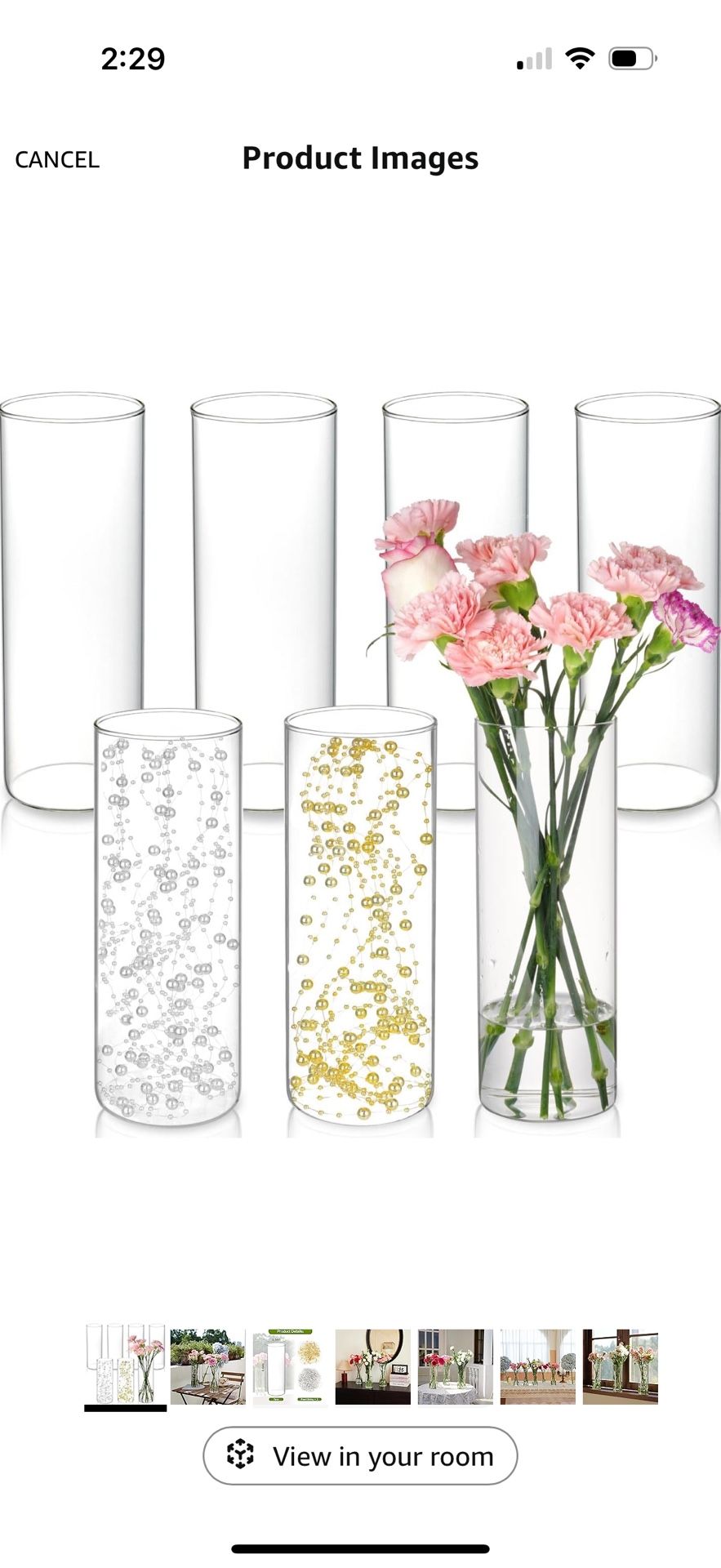 7pcs Glass Cylinder Vases for Centerpieces - 10 Inch Tall Glass
