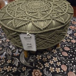 Hand Knitted  Macrame Ottoman 