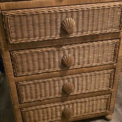 5 Drawers Wicker Seashell Handel Glas Top