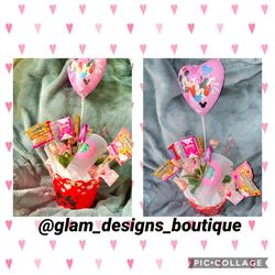 Mickey And Minnie Valentines Basket + Starbucks Minnie Cup