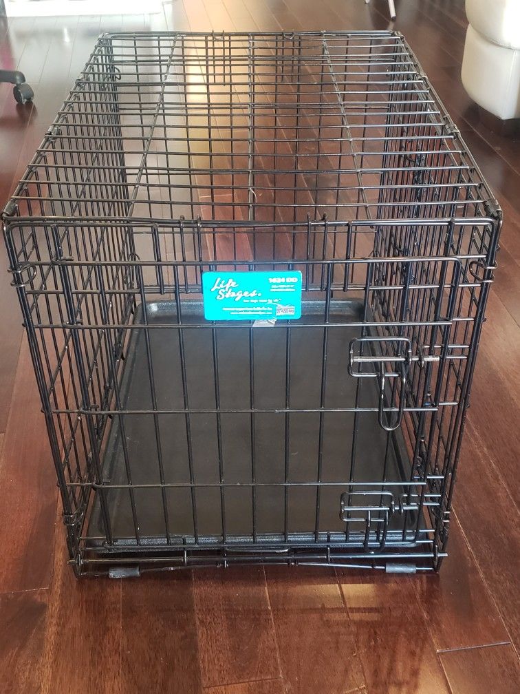 MidWest LifeStages Double Door Collapsible Wire Dog Crate, 24 inch