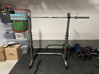 Weider xrs 20 adjustable olympic workout bench with independent squat rack and preacher pad stores sale