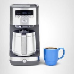 GE Drip Coffee Maker With Timer | 10-Cup Thermal Carafe Pot Keeps Coffee Warm for 2 Hours | Adjustable Brew Strength | Wide Shower Head for Maximum Fl