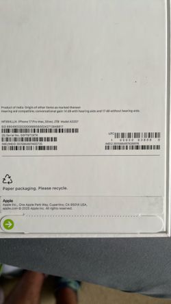 Apple IPhone 17 Pro Max Silver 2tb