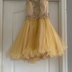Gold short party dress