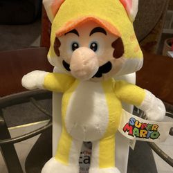 Super Mario Bros Plush Cat Mario Yellow Suit Soft Stuffed plush 8" New With Tag