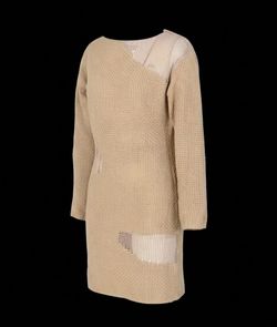 Off-The-Shoulder Distressed Knit Sweater Dress