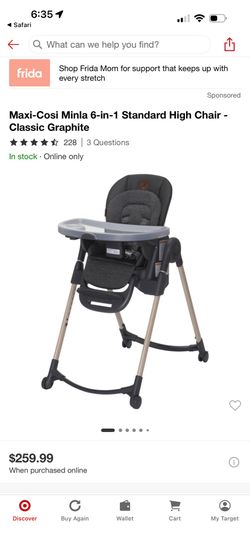 Maxi-Cosi Minla 6-in-1 Standard High Chair - Classic Graphite