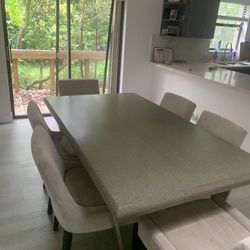 Dining table with six chairs
