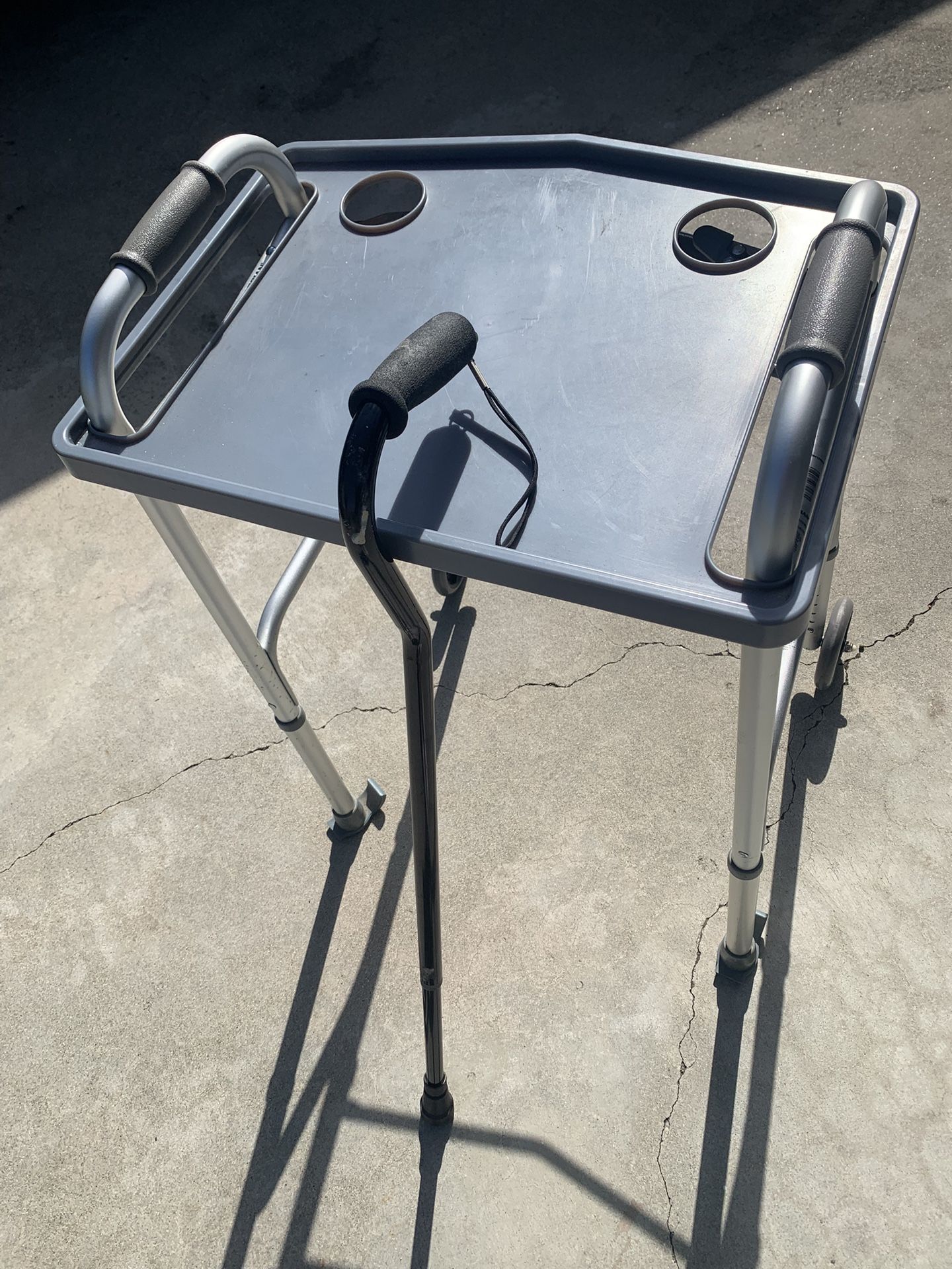 Walker W/ Tray & Cane Combo